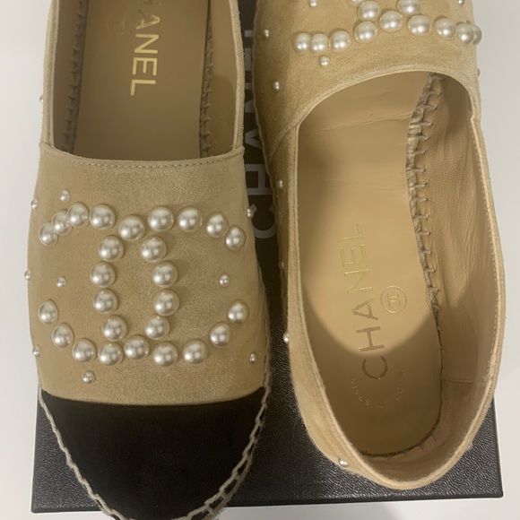 Chanel Pearl Embellished Suede Espadrilles - Picture 3 of 6